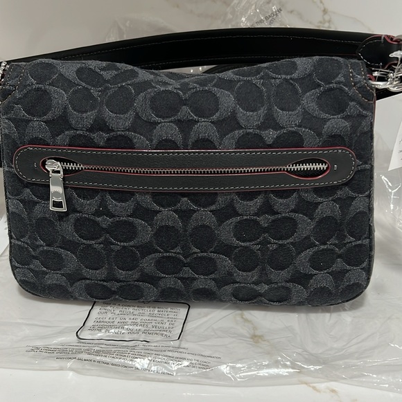 Coach Tabby Washed Denim Black Denim Signature Soft Small Shoulder Bag - Picture 8 of 14